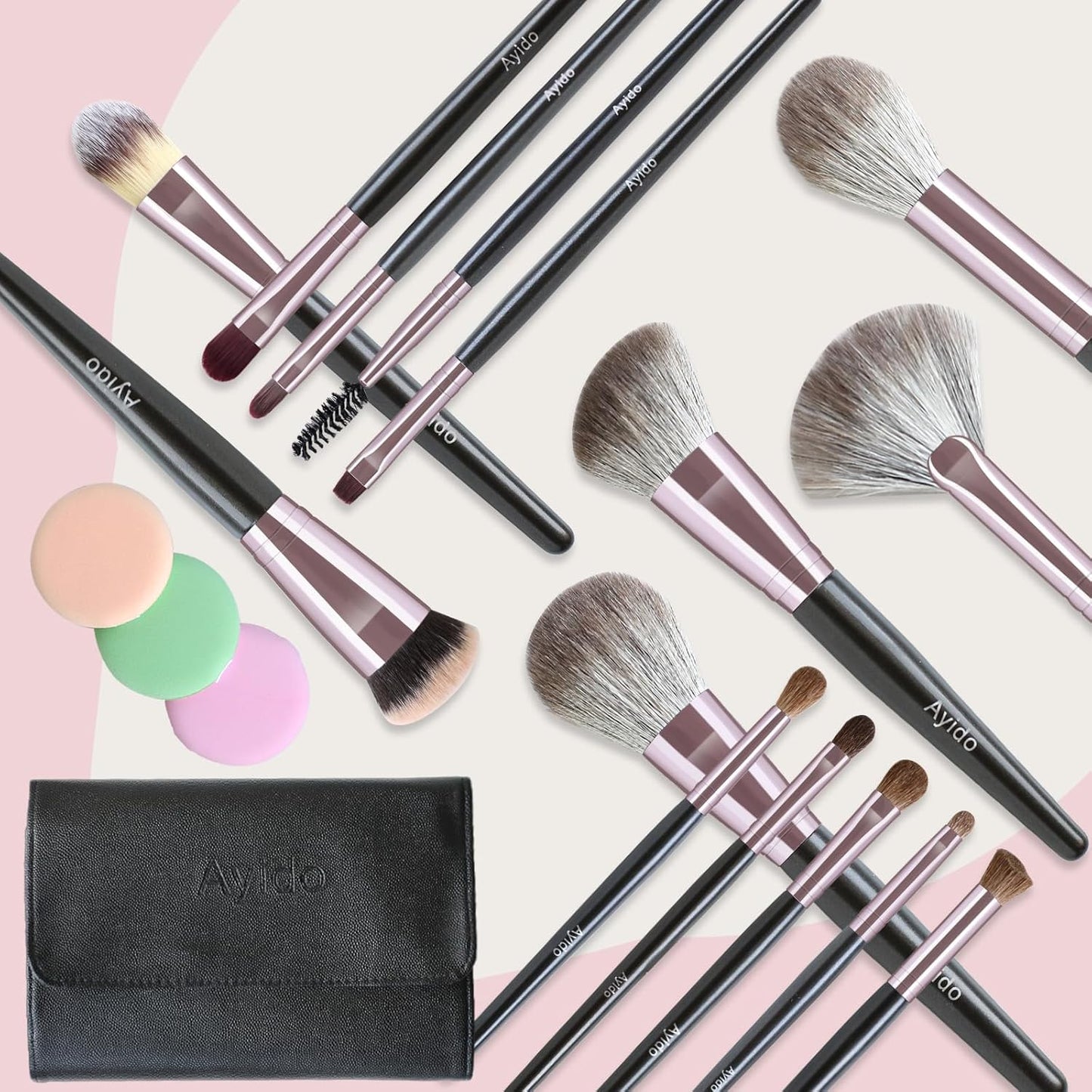 15-Piece Professional Makeup Brush Set – Livid Purple Kabuki Foundation, Blending & Eyeshadow Brushes – Gift Set for Women