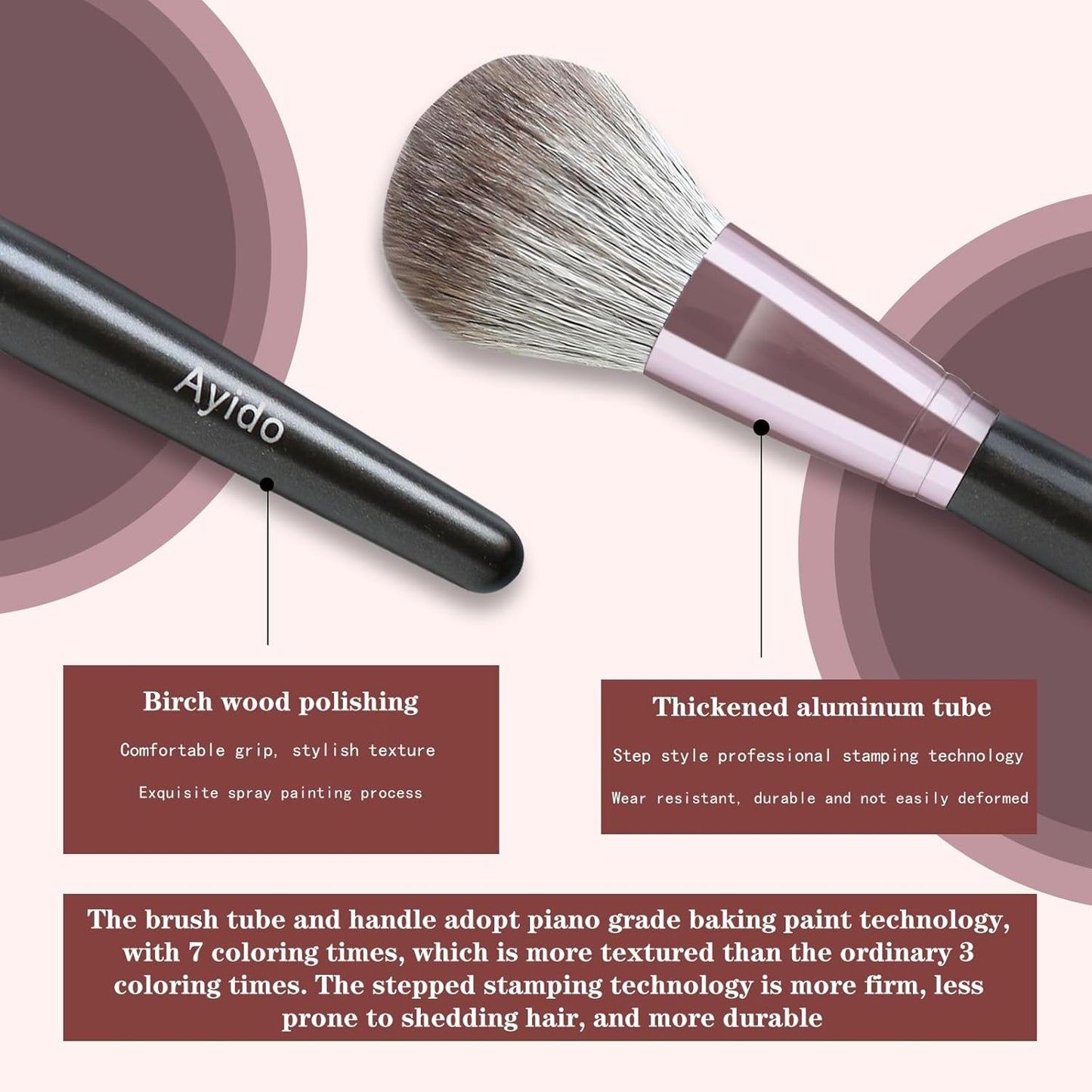 15-Piece Professional Makeup Brush Set – Livid Purple Kabuki Foundation, Blending & Eyeshadow Brushes – Gift Set for Women