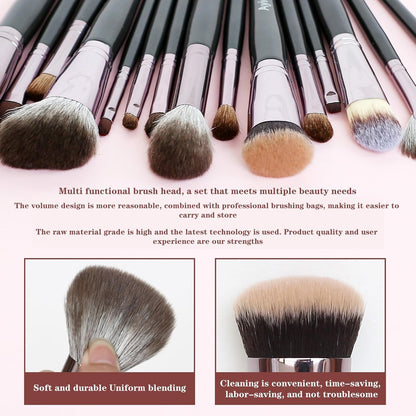 15-Piece Professional Makeup Brush Set – Livid Purple Kabuki Foundation, Blending & Eyeshadow Brushes – Gift Set for Women