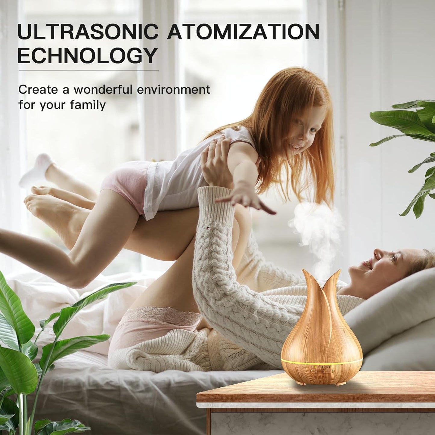 Cute Small Essential Oil Diffuser - Ultra-Quiet Aromatherapy Diffuser with 3 Timers & 7 Ambient Lights, Perfect for Home or Office (150ml, Wood)